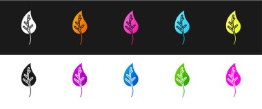 Yaprak simgesini siyah beyaz arkaplanda izole et. İşaret bırakıyor. Taze doğal ürün sembolü. Vektör.