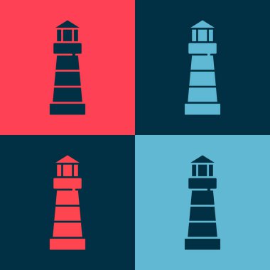 Pop Art Lighthouse simgesi renk arkaplanında izole edildi. Vektör.