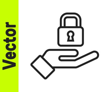 El simgesindeki siyah çizgi kilidi beyaz arkaplanda izole edildi. Asma kilit işareti. Güvenlik, güvenlik, koruma, gizlilik kavramı. Vektör.