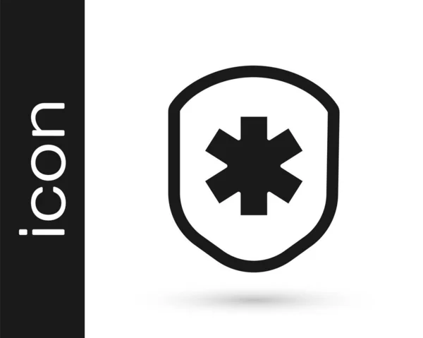Escudo Médico Gris Con Icono Cruz Aislado Sobre Fondo Blanco — Archivo Imágenes Vectoriales