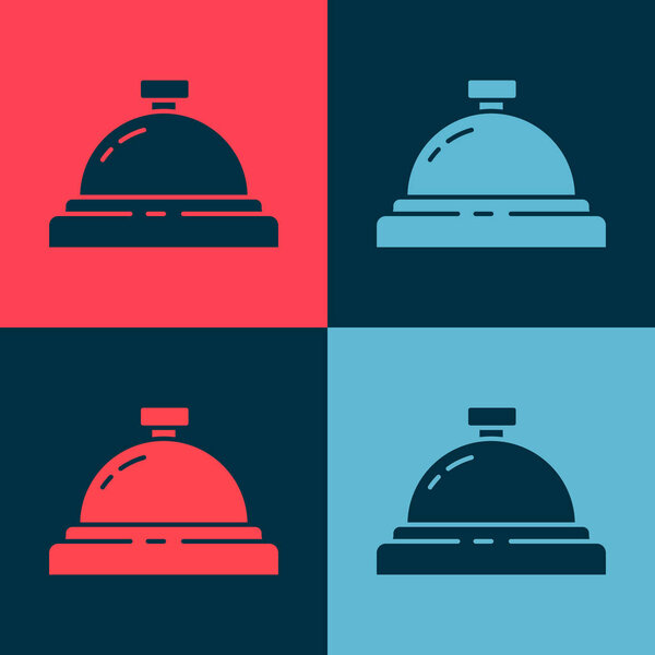 Pop art Hotel service bell icon isolated on color background. Reception bell.  Vector Illustration.