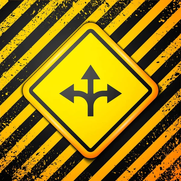 黑色道路交通标志 在黄色背景上孤立的路标图标 指针符号 孤立的街道信息标志 方向标志 警告标志 病媒图解 — 图库矢量图片