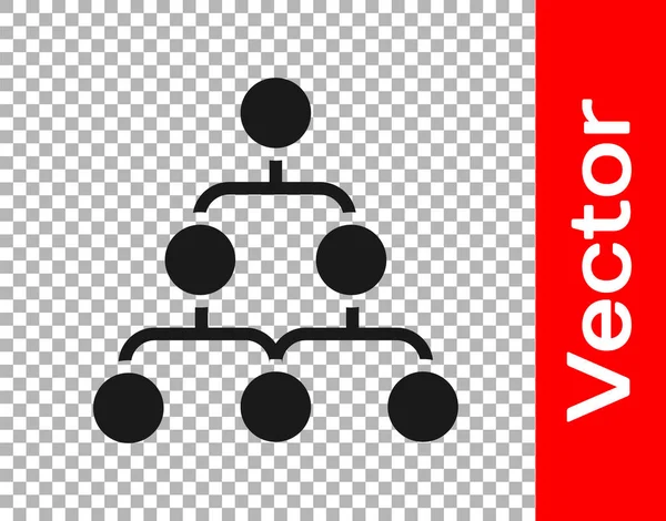 Black Business Hierarchie Organogrammdiagramm Infografik Symbol Isoliert Auf Transparentem Hintergrund — Stockvektor