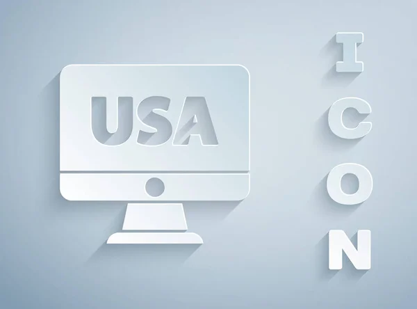 United States America Monitor Icon 배경의 모니터 아이콘 스타일 Vector — 스톡 벡터