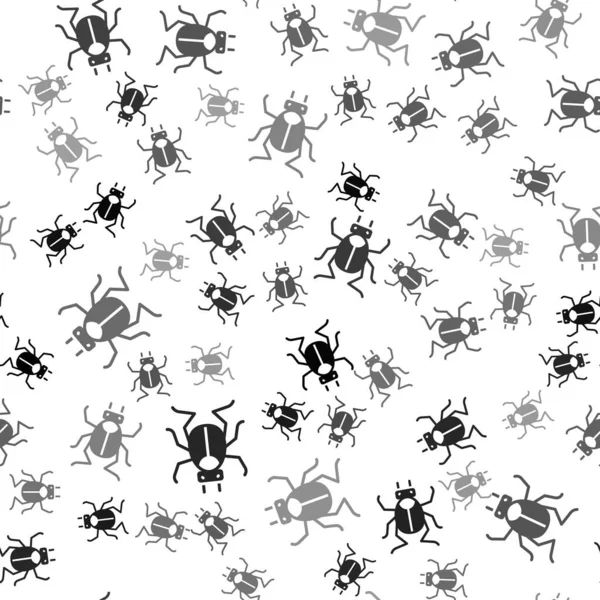 Zwarte Kever Bug Pictogram Geïsoleerd Naadloos Patroon Witte Achtergrond Vector — Stockvector
