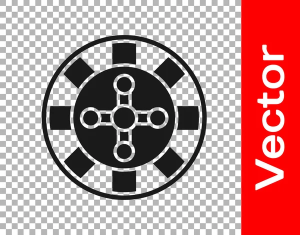 Negro Casino Ruleta Icono Rueda Aislado Sobre Fondo Transparente Vector — Vector de stock