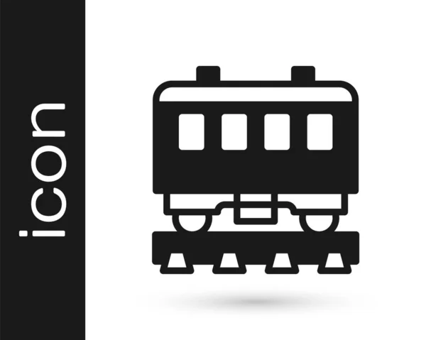 黑色客车图标隔离在白色背景 铁路运输 — 图库矢量图片