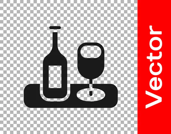 Botella Vino Negro Con Icono Vidrio Aislado Sobre Fondo Transparente — Vector de stock