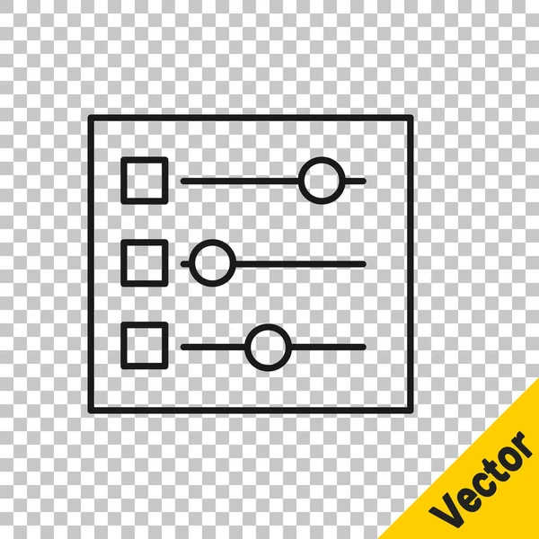 Línea Negra Icono Configuración Del Coche Aislado Sobre Fondo Transparente — Vector de stock