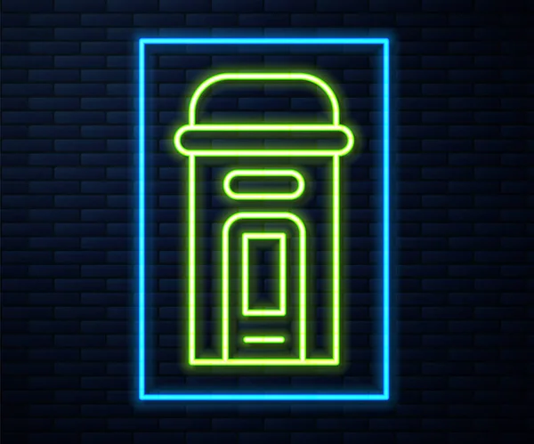 Glödande Neon Line London Telefon Monter Ikon Isolerad Tegel Vägg — Stock vektor
