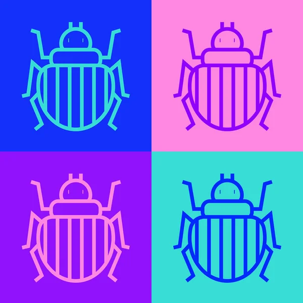 Pop Art Line Colorado Beetle Icon Isolated Color Background Vector — Stock Vector