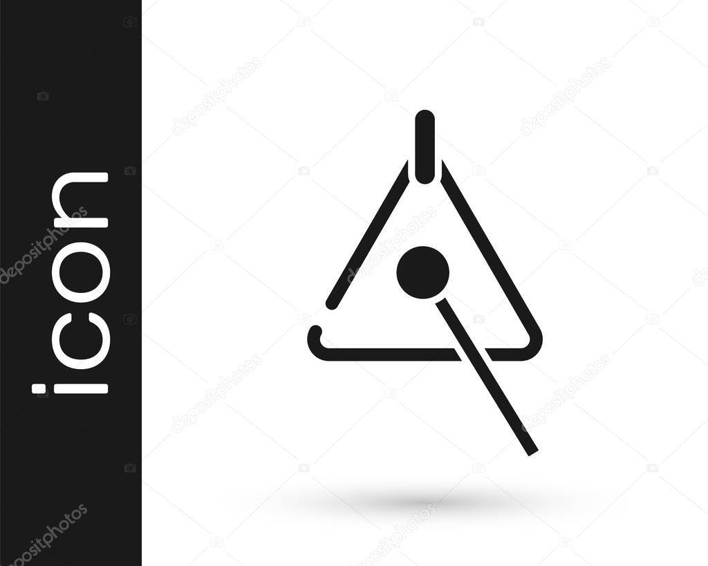 Black Triangle musical instrument icon isolated on white background.  Vector.