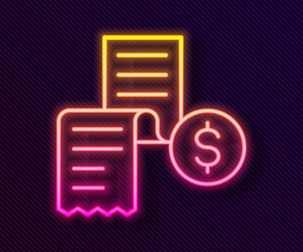 Linea Neon Incandescente Icona Carta Controllo Finanziario Isolata Sfondo Nero — Vettoriale Stock