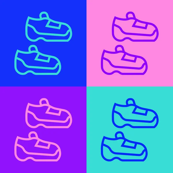 Pop Art Ligne Fitness Baskets Chaussures Pour Entraînement Icône Course — Image vectorielle