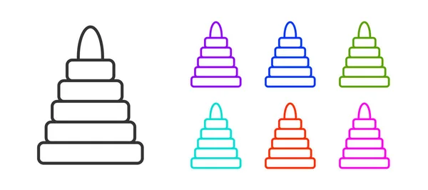 Fekete Vonal Piramis Játék Ikon Elszigetelt Fehér Alapon Állítsa Ikonok — Stock Vector