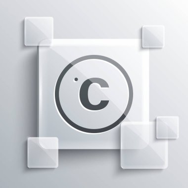 Grey Celsius simgesi gri arkaplanda izole edildi. Kare cam paneller. Vektör.