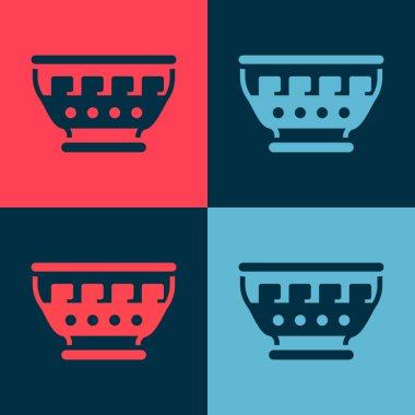 Pop Art Antik Yunan kase simgesi renk arkaplanda izole. Kalıplar koleksiyonu olan antika amfora. Antik Yunan kâsesi. Vektör.