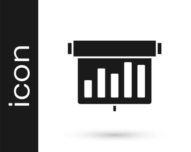 Grafik çizelgesi simgesi olan siyah tahta beyaz arkaplanda izole edildi. Metin dosya simgesini rapor et. Muhasebe tabelası. Denetim, analiz, planlama. Vektör.