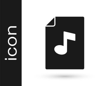 Beyaz arkaplanda izole edilmiş not simgesi olan siyah müzik kitabı. Notalı nota kağıdı. Müzik notaları için not defteri. Vektör.