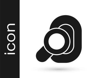 Siyah İşitme cihazı simgesi beyaz arkaplanda izole edildi. Kulak ve işitme. Vektör.