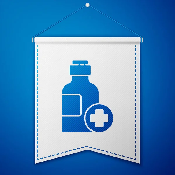 Azul Frasco Jarabe Medicina Icono Aislado Sobre Fondo Azul Plantilla — Vector de stock