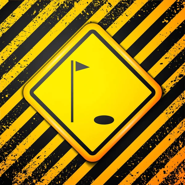 Icono Bandera Golf Negro Aislado Sobre Fondo Amarillo Equipo Golf — Vector de stock