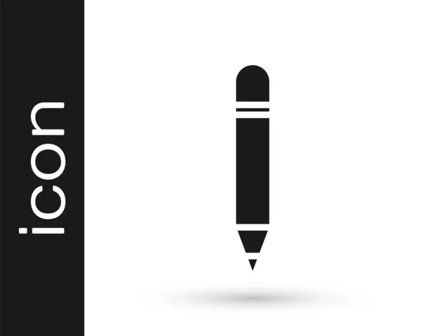 Grauer Bleistift Mit Radiergummi Symbol Auf Weißem Hintergrund Zeichen Und — Stockvektor