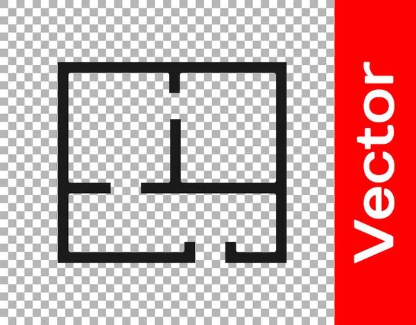 Black House Plan Ikon Isolerad Transparent Bakgrund Vektor Illustration — Stock vektor