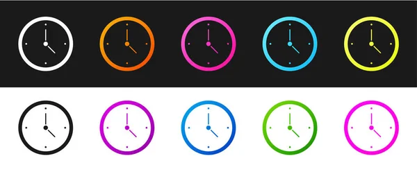 Establecer Icono Del Reloj Aislado Sobre Fondo Blanco Negro Símbolo — Vector de stock