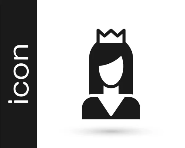 Черная Принцесса Икона Изолированы Белом Фоне Вектор — стоковый вектор