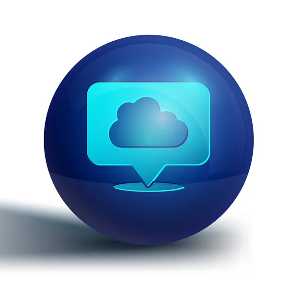 Icono Nube Ubicación Azul Aislado Sobre Fondo Blanco Botón Círculo — Archivo Imágenes Vectoriales