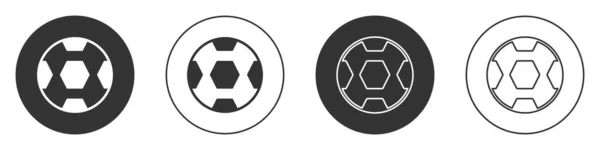 Svart Fotboll Ikon Isolerad Vit Bakgrund Fotboll Sportutrustning Cirkelknappen Vektor — Stock vektor