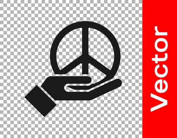 Icône Black Peace Isolée Sur Fond Transparent Symbole Hippie Paix — Image vectorielle