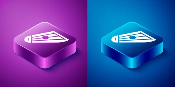 Isometric Musical Instrument Kankles Icon Isolated Blue Purple Background Square — Stock Vector