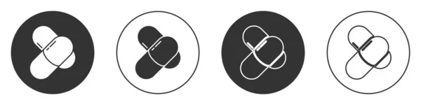 黒スポーツ栄養ボディビルディングタンパク質パワードリンクと白の背景に隔離された食品アイコン 丸ボタン ベクトル — ストックベクタ