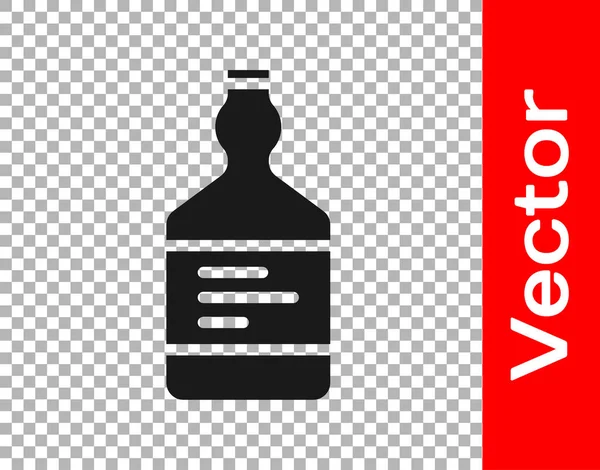 Icono Negro Botella Tequila Aislado Sobre Fondo Transparente Bebida Alcohol — Vector de stock