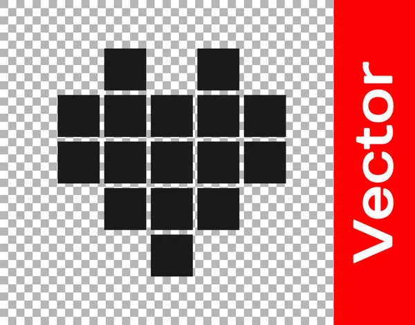 Schwarze Pixelherzen Für Das Spielsymbol Isoliert Auf Transparentem Hintergrund Vektor — Stockvektor