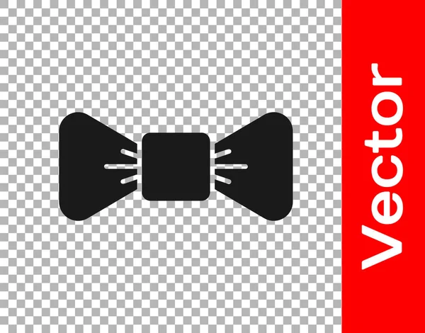 Black Bow Tie Icon Isolated Transparent Background Vector — Stock Vector