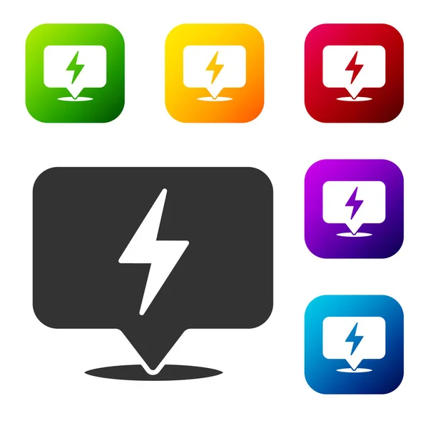 Black Lightning Bolt Icon Isolated White Background Flash Icon Charge — Stock Vector