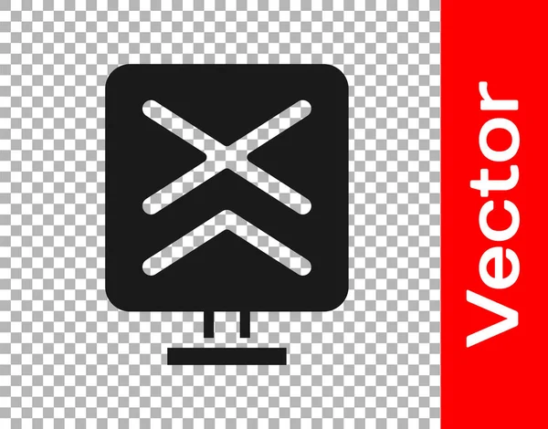 Черная Железная Дорога Пересечения Значок Изолирован Прозрачном Фоне Железная Дорога — стоковый вектор