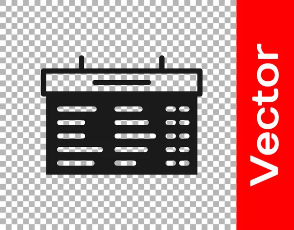 Schwarzes Bahnhofsschild Symbol Isoliert Auf Transparentem Hintergrund Mechanische Anzeigetafel Fluchtinfos — Stockvektor