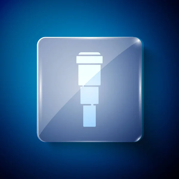 Icône Télescope Spyglass Blanc Isolé Sur Fond Bleu Spyglass Marin — Image vectorielle