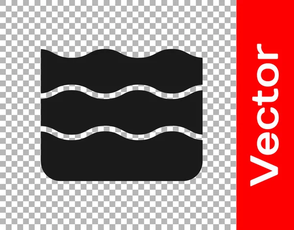 Icono Onda Negra Aislado Sobre Fondo Transparente Vector — Archivo Imágenes Vectoriales