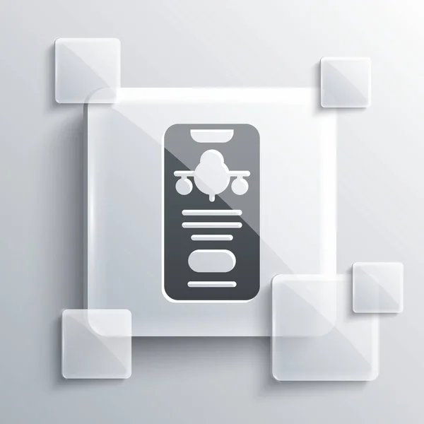 Graues Smartphone Mit Elektronischem Bordkartensymbol Auf Grauem Hintergrund Handyticket Für — Stockvektor