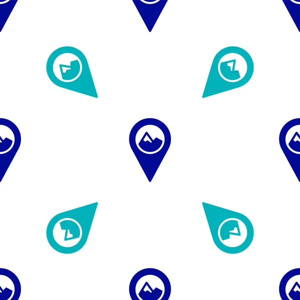 Pointeur Blue Map Avec Icône Montagne Isolé Motif Sans Couture — Image vectorielle
