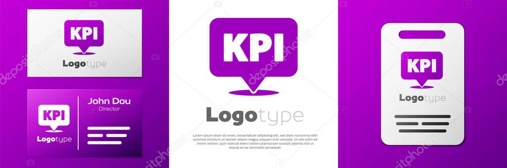 Logotype KPI - Key performance indicator icon isolated on white background. Logo design template element. Vector.