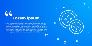 Mavi arkaplanda izole edilmiş kıyafet simgesi için beyaz çizgi dikiş düğmesi. Giysi düğmesi. Vektör İllüstrasyonu.
