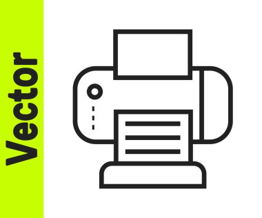 Beyaz arkaplanda siyah çizgi yazıcı simgesi izole edildi. Vektör.