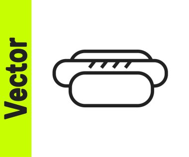 Siyah çizgi Hotdog sandviç simgesi beyaz arkaplanda izole edildi. Sosis ikonu. Sokak fast food menüsü. Vektör.
