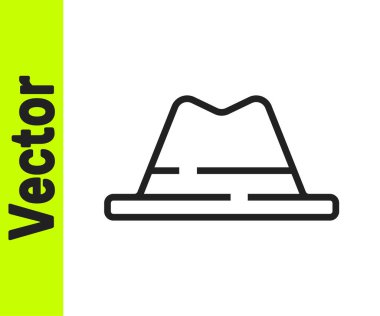 Beyaz arka planda izole edilmiş kurdele ikonu olan siyah çizgi adamı şapkası. Vektör.